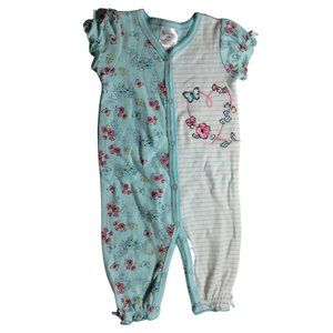 👣 5/$25 - Turquoise/Pink/White Floral Print/Striped Print Jumpsuit